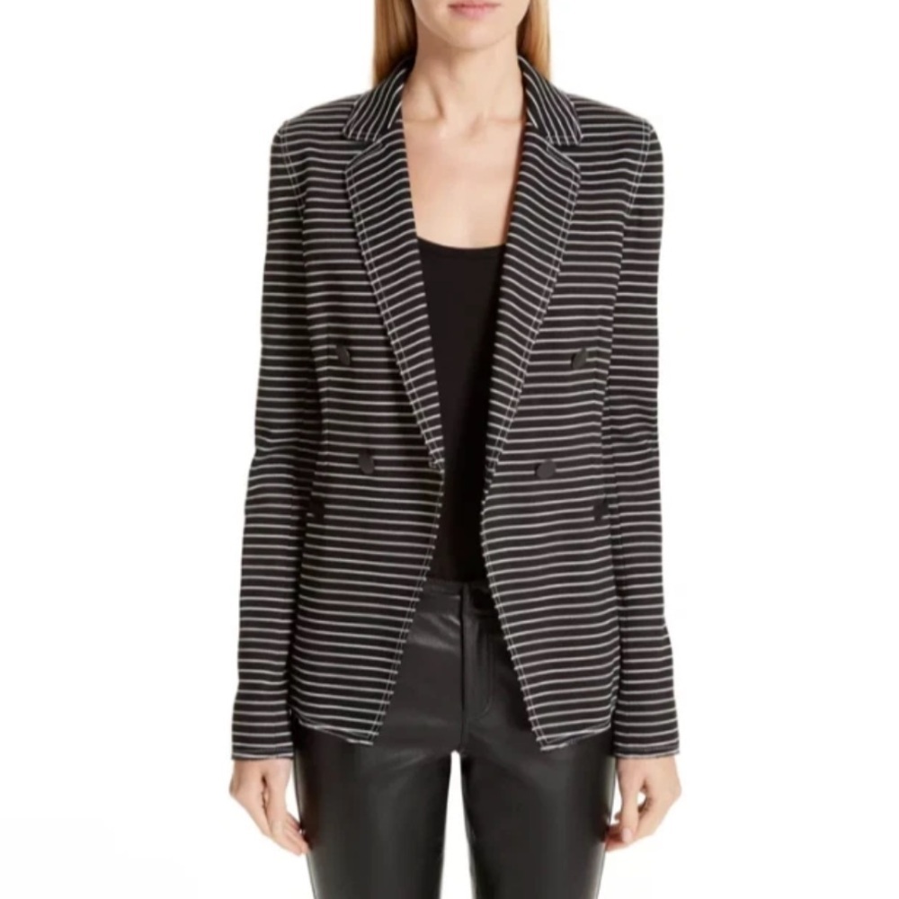 Lafayette 148 black and white striped blazer size 10